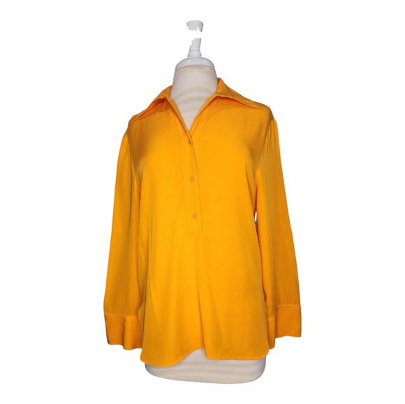 Zara Tops - ZARA Satin Oversized Flowy Shirt Bright Orange Sz M
